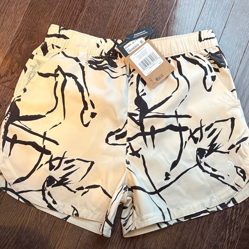 The North Face Women’s Abstract Black and Cream Athletic Shorts